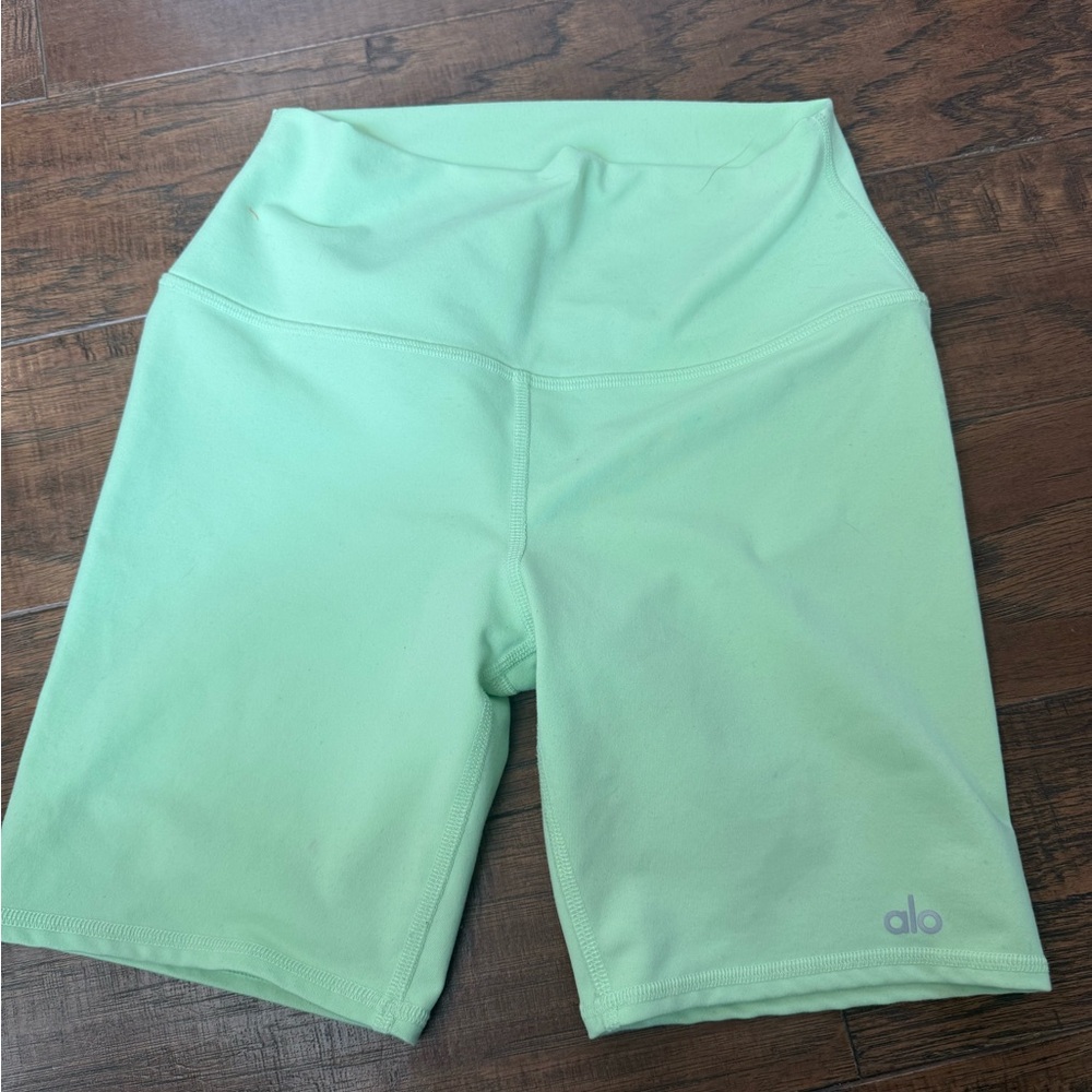 Lime Green ALO Yoga biker shorts